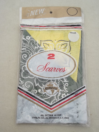 Vintage cotton bandana print hankerchiefs, retro bandanas scarves lot