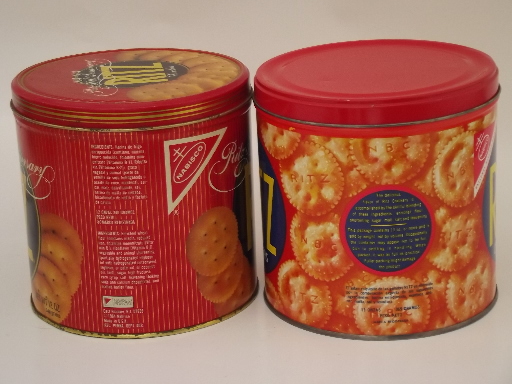 Vintage cracker tins, Ritz crackers and Premium brand kitchen canisters