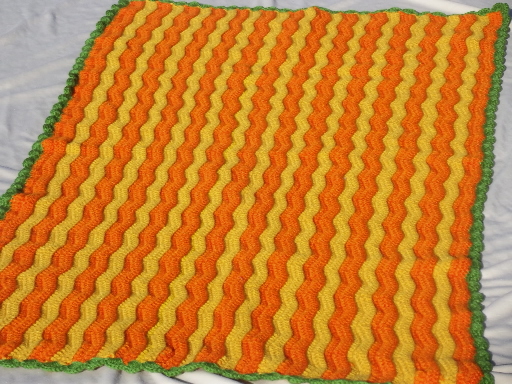 Vintage crochet afghans lot, warm crocheted throws & blankets in fall colors