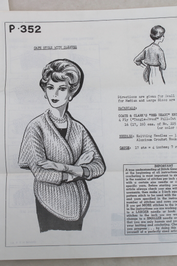 Vintage crochet patterns, pattern leaflets for retro 60s ponchos, shawls, bolero jacket etc.