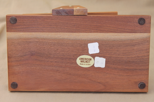 Vintage danish modern desk tray, walnut wood organizer w/ wire letter rack
