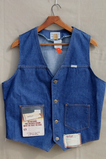 Vintage deadstock blue jeans denim vest mens size large, farmer / rancher vest