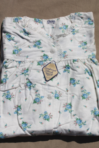 Vintage deadstock new w/ tags pure cotton flannel nightgowns, granny gown lot