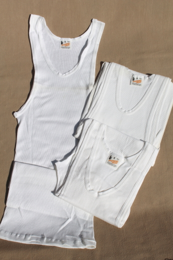Vintage deadstock underwear, mens small soft ribbed cotton tank athletic shirts