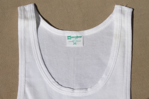 Vintage deadstock underwear, mens small soft ribbed cotton tank athletic shirts