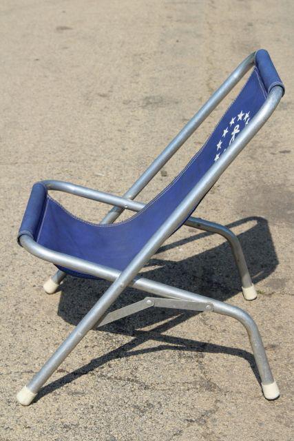 vintage deck chairs, canvas seat folding aluminum lounge ...