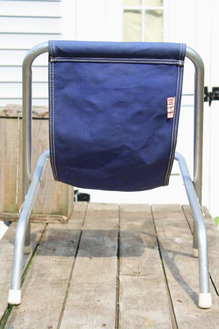 vintage deck chairs, canvas seat folding aluminum lounge chair set