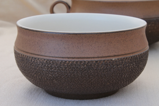 Vintage Denby Cotswold brown pottery, vegetable bowl, covered soup tureen