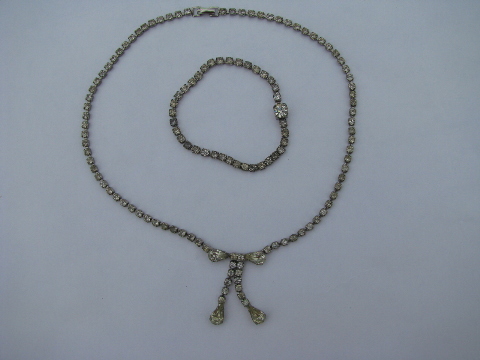 Vintage diamond rhinestone necklace and bracelet