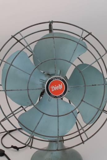 Vintage Diehl electric fan in working condition, oscillating industrial fan for wall mount or desk