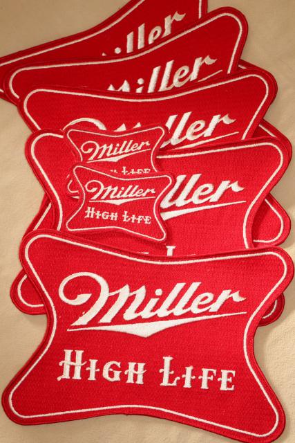 vintage embroidered patches Miller High Life beer large & small patches lot