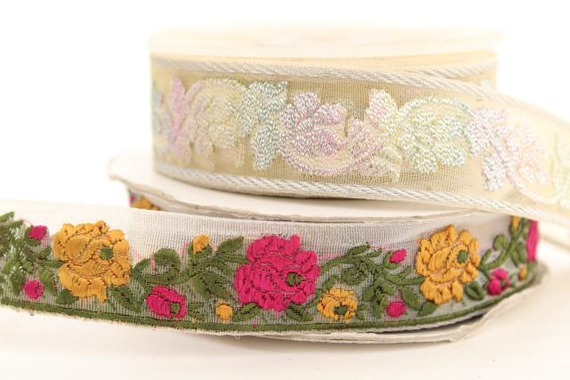 Floral Pattern Vintage Embroidered Trim New Old Stock