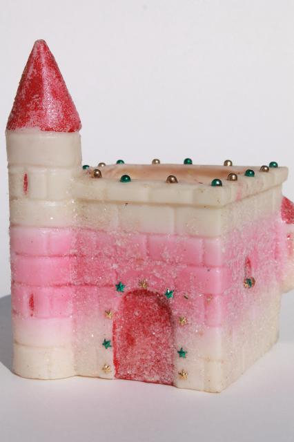 vintage figural candle, large decorative wax candle fairy tale castle