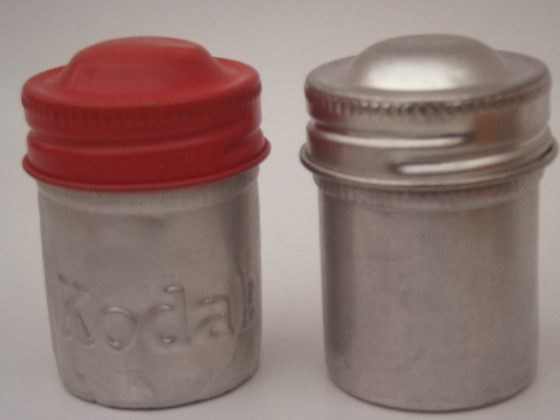 Vintage film canisters lot, assorted aluminum metal film containers