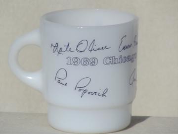 Vintage Fire King coffee mug, 1969 Chicago Cubs