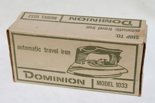 Vintage folding travel iron, Dominion automatic electric clothes iron #1033