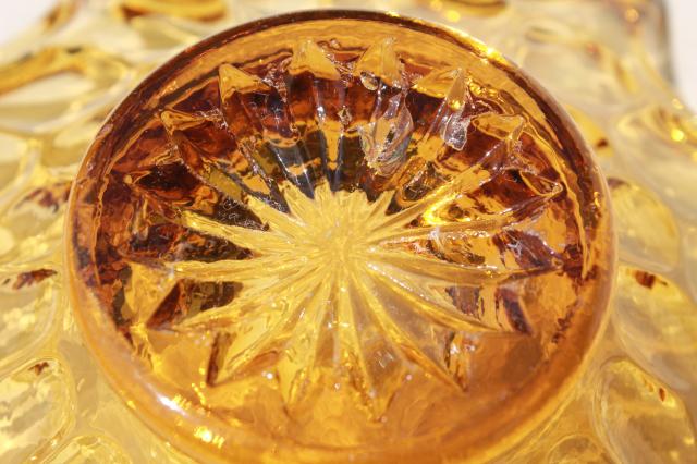 vintage free form art glass ashtray, retro spiky shape amber glass bowl w/ Enesco label