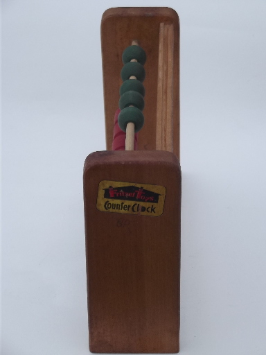 Vintage Fritzel wood bead counter, old wooden counting toy