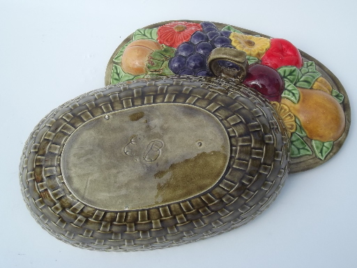Vintage fruit basket  casserole / vegetable dish, retro handcrafted ceramic