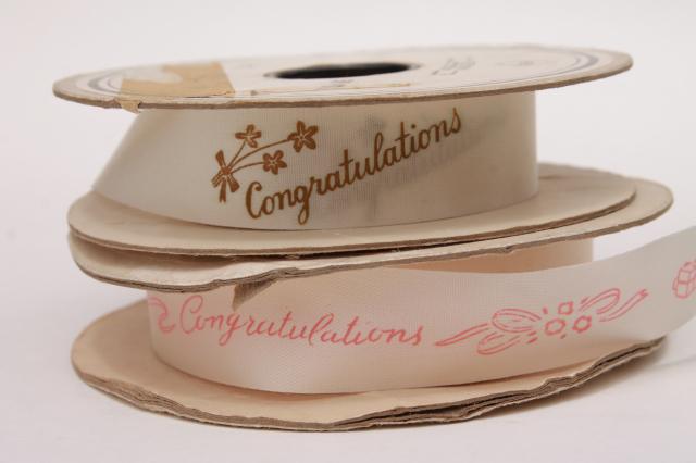 vintage gift package ribbons florists ribbon, Congratulations typography print