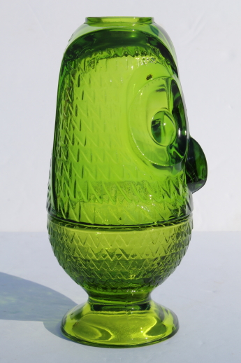 Vintage glass owl candle lamp fairy light, lime green Viking glass candleholder