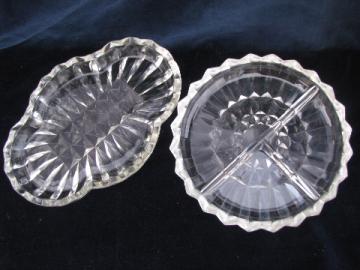 Vintage glass pickle dishes, divided plate & oval relish / celery tray
