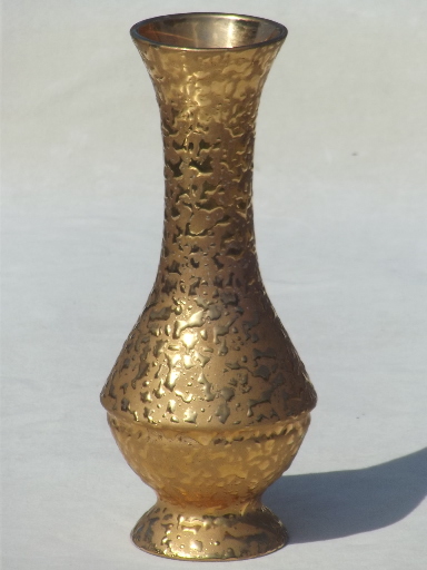 Vintage gold encrusted china vase, Dixon Art Studios weeping gold pottery