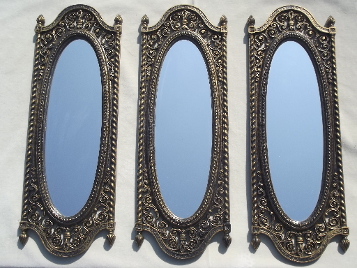 Vintage gothic / spanish colonial style triptych wall frames mirrors set