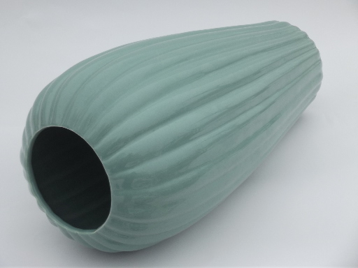 Vintage Haeger art pottery huge floor vase urn, ocean grey-green color