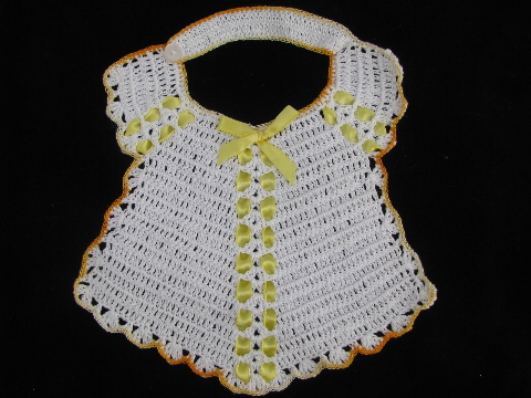 Vintage handmade baby bib lot, crochet cotton thread bibs, never used