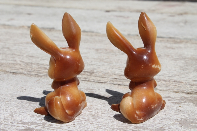 Vintage hard plastic deer & bunny rabbits, toy animals or holiday decorations