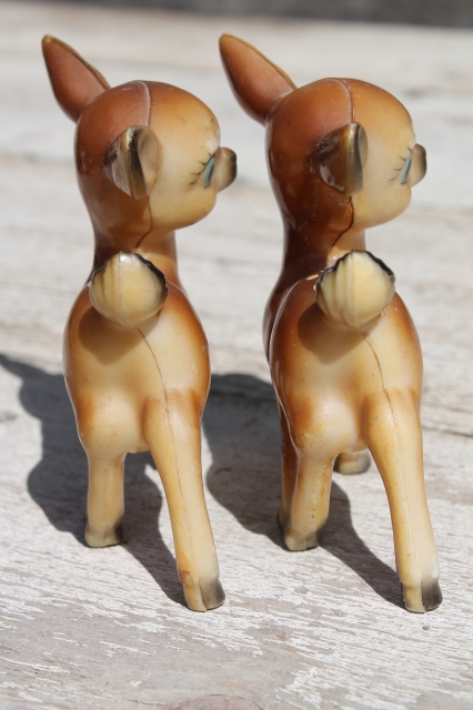 Vintage hard plastic deer & bunny rabbits, toy animals or holiday decorations