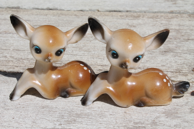 Vintage hard plastic deer & bunny rabbits, toy animals or holiday decorations