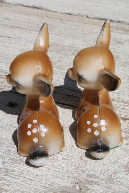 Vintage hard plastic deer & bunny rabbits, toy animals or holiday decorations