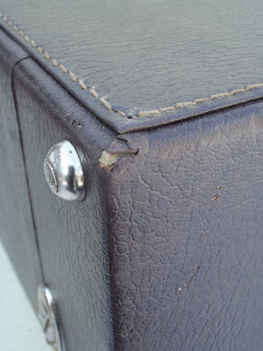 Vintage hard sided briefcase, salesman's sample case travel box suitcase w/ key