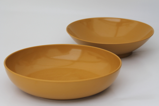 Vintage harvest gold melmac serving dishes, mod bowls & platter, 70s retro!