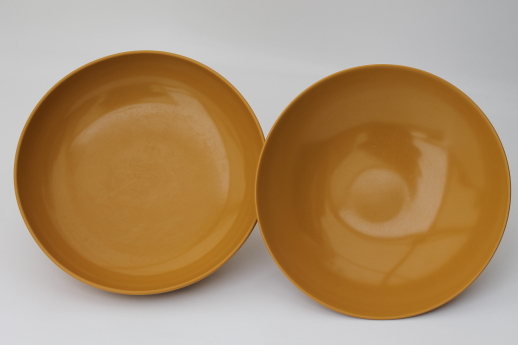 Vintage harvest gold melmac serving dishes, mod bowls & platter, 70s retro!