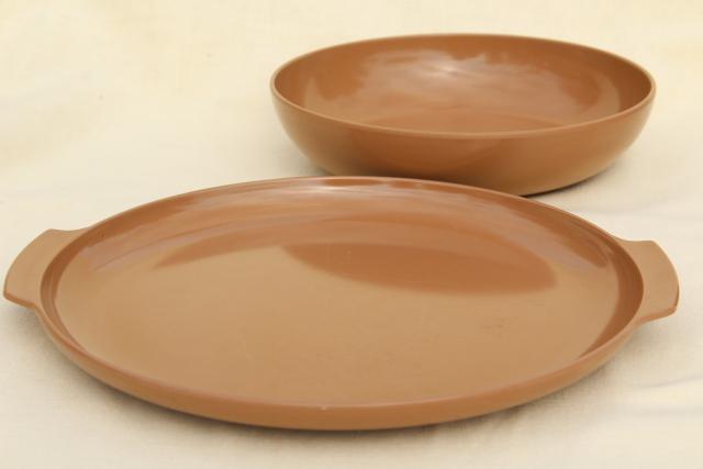 vintage harvest wheat brown melmac dishes - bowls, sandwich plates, cups & saucers