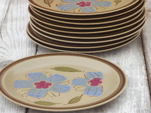 Vintage Hearthside Japan rose of sharon pattern stoneware dinner plates