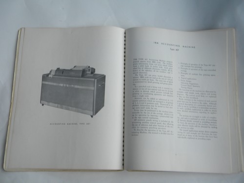 Vintage IBM manual & advertising for punch card machine, mid century office