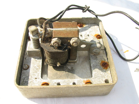 Vintage industrial machine-age electric horn, hot rod