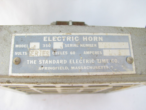 Vintage industrial machine-age electric horn, hot rod
