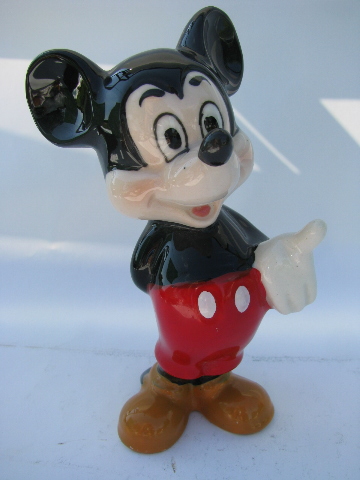 Vintage Japan ceramic Mickey Mouse, Disney paper label