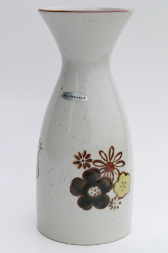 Vintage Japan Otagiri pottery, large water bottle vase w/ retro flowers