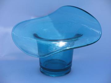 Vintage Kanawha - West Virginia glass jack in the pulpit vase, aqua blue