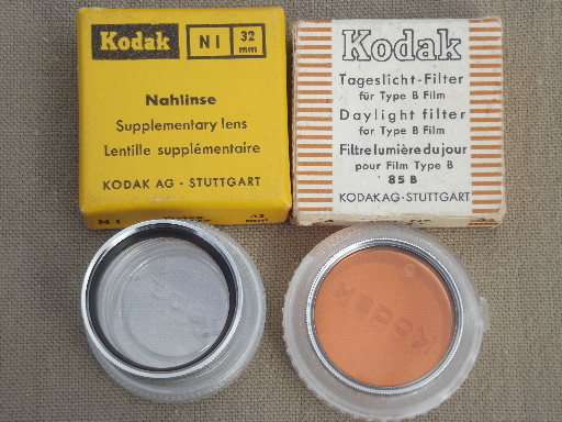 Vintage Kodak camera lens accessories, assorted lenses, filters & adapter rings