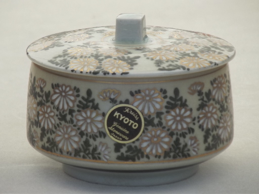 Vintage Kreiss - Japan ceramic box or powder jar, Kyoto label