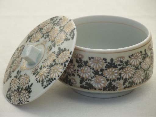 Vintage Kreiss - Japan ceramic box or powder jar, Kyoto label