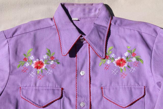 vintage ladies western riding rodeo shirt w/ embroidery, girly cowgirl cute! 