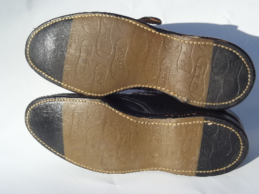 Vintage leather baby shoes, little boy 'grown up' shoes, black w/ buckles